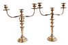 Pair of Silver Plated Candelabras, having round bases, height 20 1/2 inches.