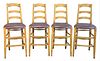 Minton Spidell Set of Four Bar Stools, having leather seats, seat height 28 inches, height 46 inches.