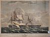 Cornelius Tiebout After Thomas Birch (American, 1779 - 1851), "The U.S. Frigate Constitution Capturing Frigate Guerriere, 1813", engraving with hand c