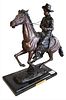 After Frederic Remington (American, 1861 - 1909), "Trooper of the Plains", bronze with brown patina, inscribed "Frederic Remington" on the base, overa