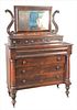 Sheraton Mahogany Chest, having attached mirror, circa 1830, height 68 inches, width 45 inches.