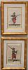 Four Piece Lot, to include a set of four Continental School soldier engravings, possibly German, engraving with hand coloring, each unsigned, having m