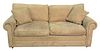 Two Piece Lot, to include a Councill upholstered chair and a half, along with a suede upholstered sofa, height 32 1/2 inches, width 84 inches.
