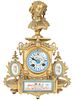 Antique French Gilt Bronze Porcelain Mantle Clock