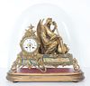 Antique Fr. Gilt Ormulu Angel Mantel Clock w Dome