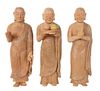 (3) Chinese / Tibetan Wood Caved Monks