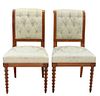 Pair of French Upholstered Dining Chairs