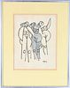 Three Female Nudes, Signed Colored Lithograph