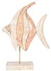 Polished Stone & Brass Angel Fish Sculpture