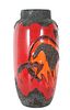 Red & Black Mid-Century Lava Glaze Vase