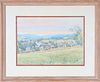 Valley Landscape, Signed Watercolor