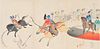 Japanese Warriors on Horses, Woodblock Print