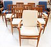 (10) Danish Teak Dining Chairs w Upholstery