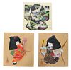 (1) Kimono Handkerchief (2) Japanese Child Figures