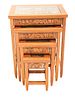 20th C Chinese Carved Teak Nesting Tables