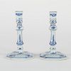 Pair of Chinese Export Blue and White Candlesticks