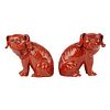 Pair of 19th c. Chinese Porcelain Red Fu Dogs
