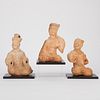 Grp: 3 Chinese Terracotta Tomb Figures - Sitting