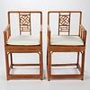 Pair of Chinese Spotted Bamboo Armchairs