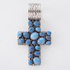 Nakai Navajo Sterling Silver Turquoise Cross Pendant