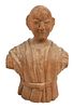 Asian Carved Wood Bust of Man