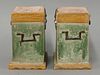 A pair of glazed earthenware Tomb Trunks Ming dynasty