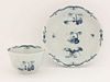 A rare Worcester blue and white Tea Bowl and Saucer,