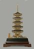 A silver-gilt Pagoda, second half of the 20th century,