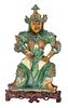Qing Dynasty Chinese Spinach & Egg Guardian w Base