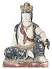 Carved Polychrome Chinese Seated Imperial Figure