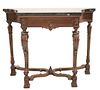 Antique Carved Wood & Marble Top Console Table