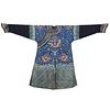 A BLUE-GROUND EMBROIDERED 'DRAGONS' ROBE