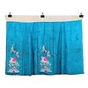 A BLUE-GROUND EMBROIDERED FLORAL SKIRT