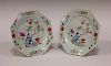 A pair of 18th century Chinese famille rose octagonal plates <br> <br>
