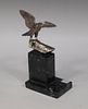 A silver plated figure of a hawk on a marble base, by Alberty <br> <br>