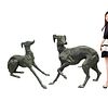 Very Large Pair of Bronze Outdoor Whippet Snap Dogs