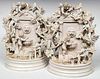 A PAIR OF 19TH C. CONTINENTAL PORCELAIN FIGURINE GROUP