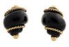 Seaman Schepps 14K Gold & Onyx Shell Clip Earrings