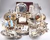 A LARGE COLLECTION OF SILVER-PLATE, including enamel-backed dressing table 