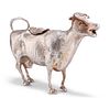A VICTORIAN SILVER-PLATED COW CREAMER, realistically cast swatting a fly fr