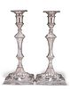 A PAIR OF GEORGE III CAST SILVER CANDLESTICKS,?by John Carter II, London 17