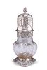A FINE EDWARDIAN SILVER-MOUNTED "ROCK CRYSTAL" INTAGLIO ENGRAVED CASTER,?by