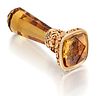 A FINE 19TH CENTURY GOLD AND CITRINE DESK SEAL,?the citrine seal with gold 