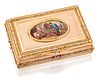 A FINE GOLD AND ENAMEL SNUFF BOX, 19TH CENTURY, mounted in yellow gold, the