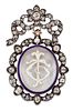AN EARLY TO MID 19TH CENTURY DIAMOND AND ROCK CRYSTAL MONOGRAM BROOCH, an o