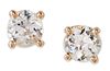 A PAIR OF SOLITAIRE DIAMOND EARRINGS, old-cut diamonds in claw settings, to