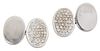 A PAIR OF 18 CARAT WHITE GOLD DIAMOND DOUBLE CUFFLINKS, each with one oval 