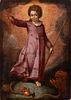 Spanish school; early 17th century. 
"Infant Jesus triumphing over evil". 
Oil on canvas. Re-drawn.