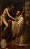 Spanish school; 17th century. 
"Saint Bernard of Clairvaux embracing Christ". 
Oil on canvas. Relined.