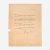 [Baseball] Foxx, Jimmie Typed Letter, signed